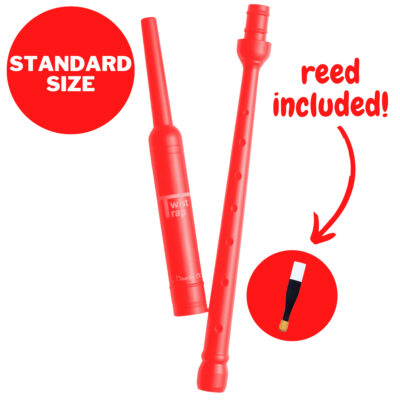 Red bagpipe practice chanter by R.G. Hardie in Scotland, regular length